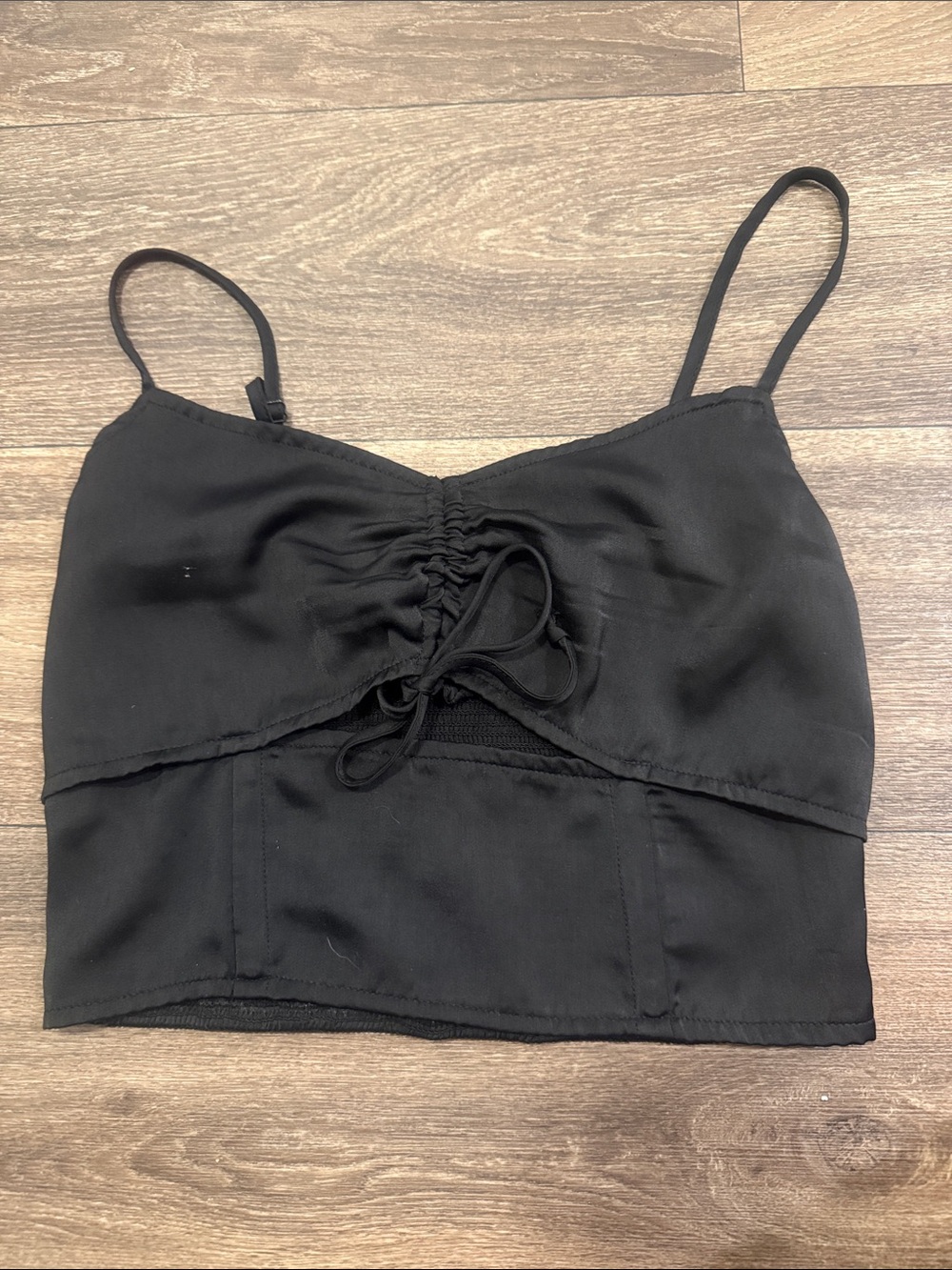 American Eagle Outfitters Black Smocked Crop Top